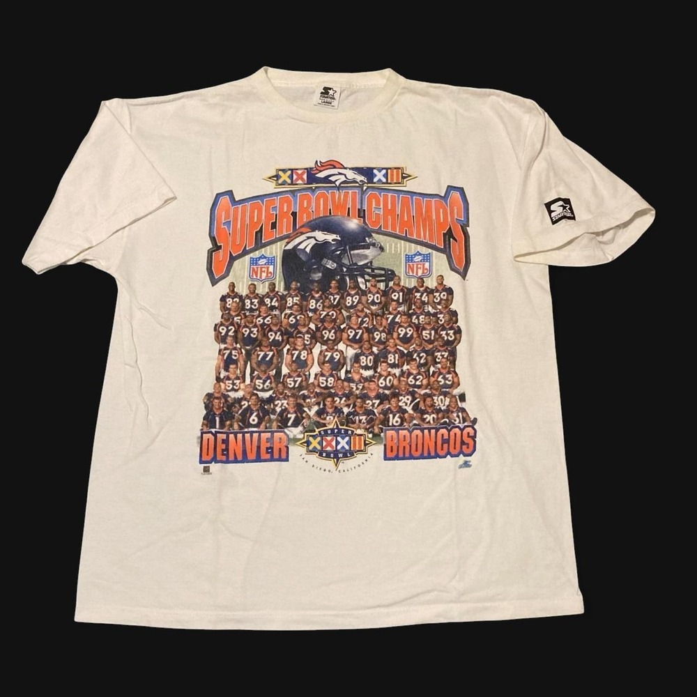 Denver Broncos vtg 90s Super Bowl XXXII Super Bowl tee Starter USA made L/23